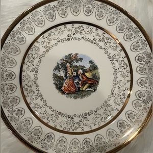 La C'ebone 22 KARAT GOLD Fine China French Romantics dinner plate 10 in set of 7